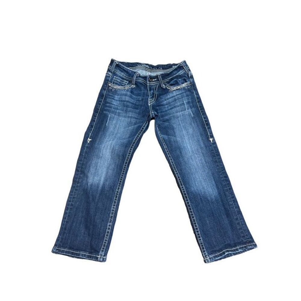 Cowgirl Tuff Rhinestoned Denim Capri Cropped Jeans Size 25